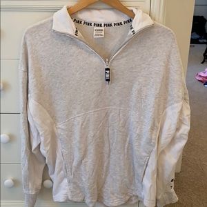 VS pink oversized grey quarter zip